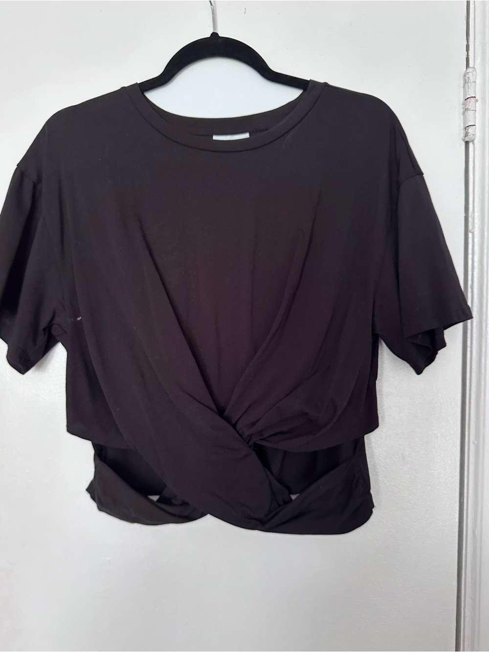 Twist-Front Black Crop Tee